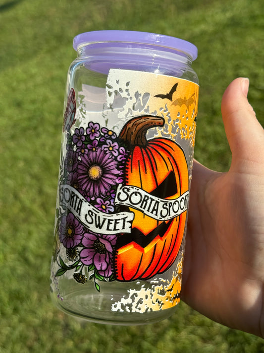 Sorta sweet sorta spooky glass cup