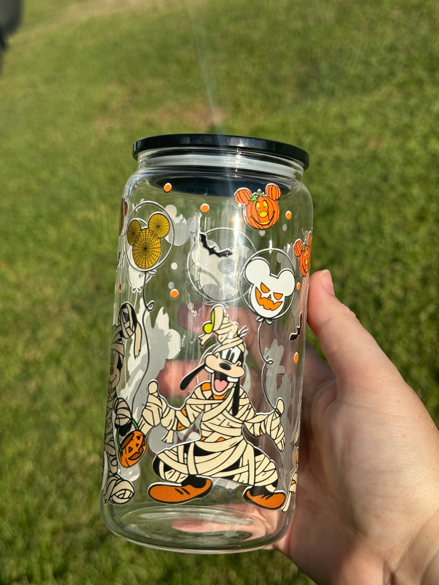 Mickey Mouse and friends Halloween glass cup