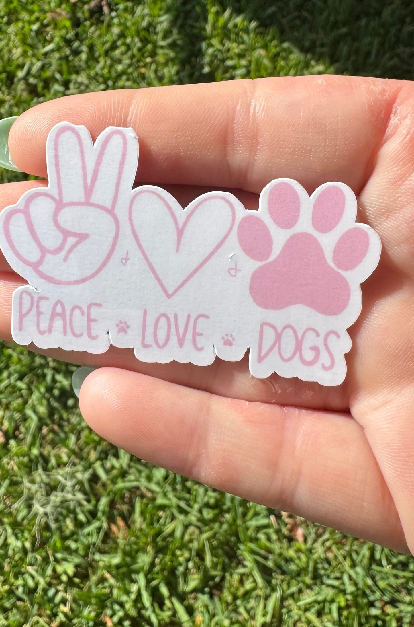 Peace love and dogs sticker