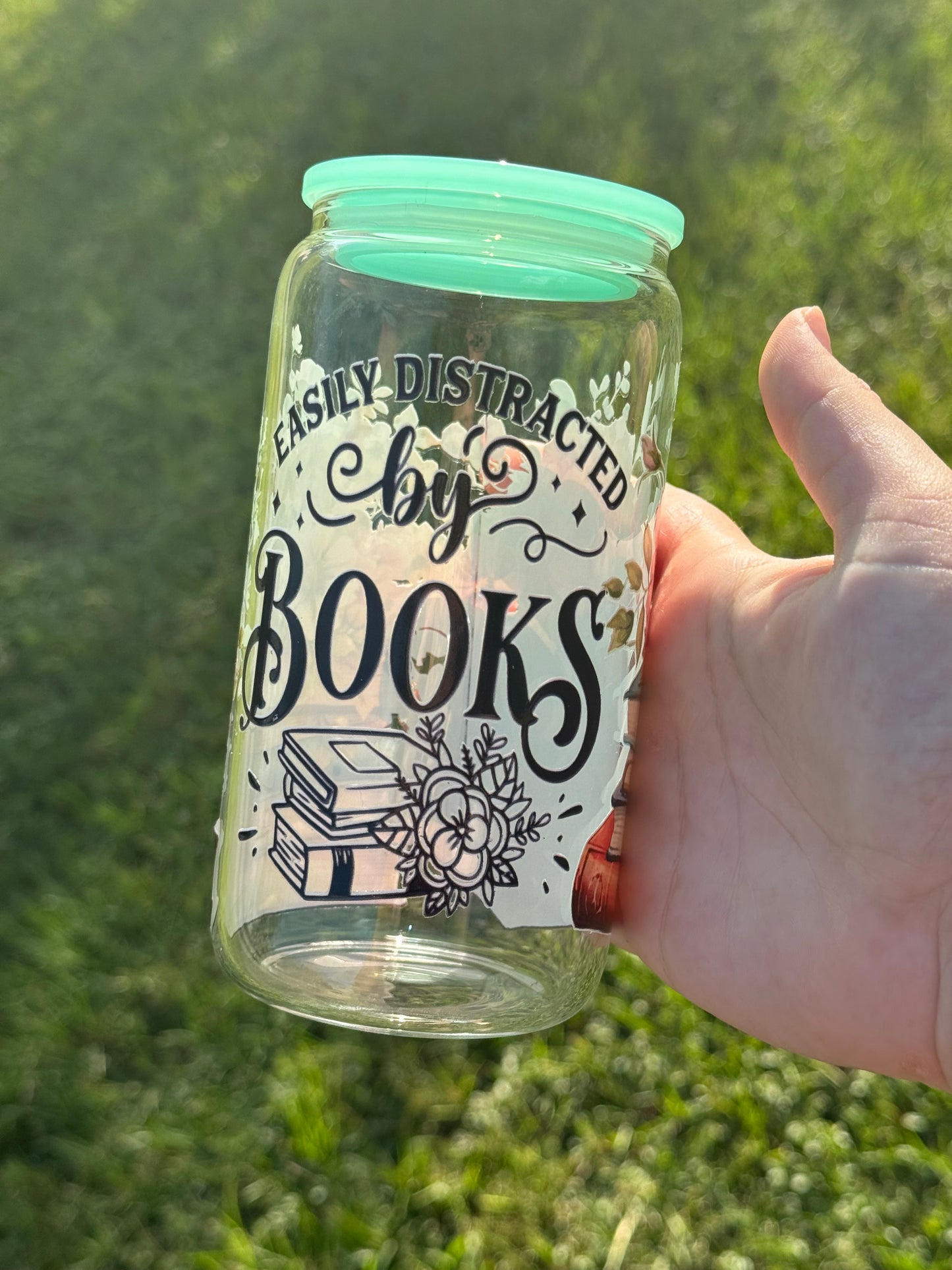 Easily distracted by books glass cup