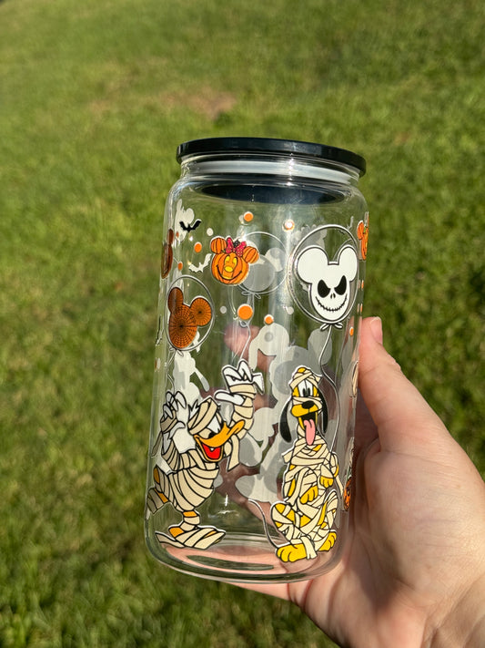 Mickey Mouse and friends Halloween glass cup