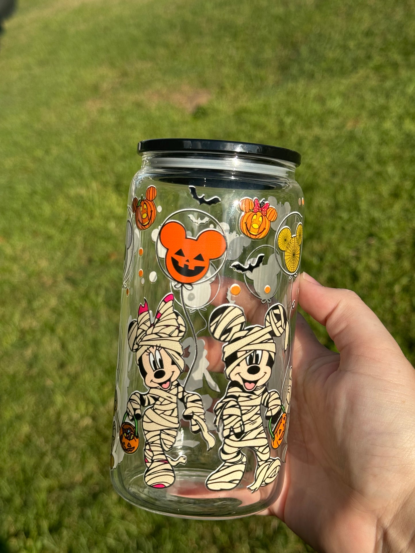 Mickey Mouse and friends Halloween glass cup