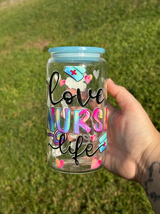 Love nurse life glass cup